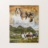 Ruw Collies Portrait & Sheep Herding + Quote - Legpuzzel (Verticaal)