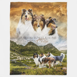 Ruw Collies Portret & Sheepherding - Gepersonalise Fleece Deken