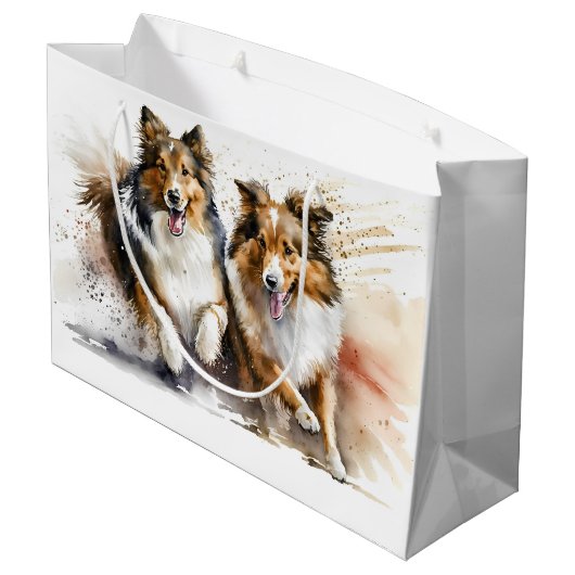 Ruw Collies schilderij Groot Cadeauzakje (Achterkant Gekanteld)