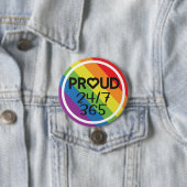 Ruw de maand van de pride van de regenboogkleuren  ronde button 7,6 cm (In situ)