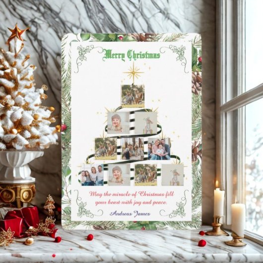 Ruw denne naald collage kerstgroet feestdagenkaart