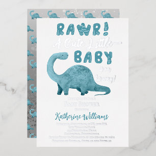 Ruw een stutje Baby op de weg naar Dinosaur Shower Folie Uitnodiging
