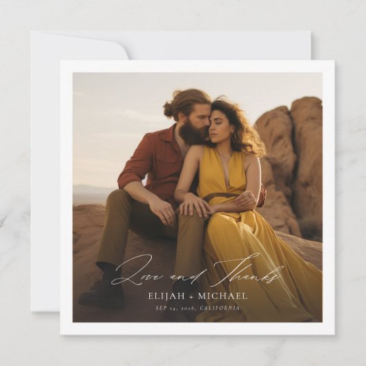 Ruw-Elegante Trouwfoto Dankkaart Bedankkaart (Voorkant)