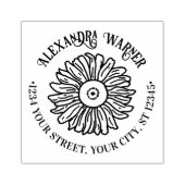 Ruw Elegante Zonnebloem #1 Naam Retouradres Rubberstempel (Afrduk)