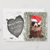 Ruw Esdoornhouten Hart Gezinsfoto  Feestdagenkaart (Voorkant)