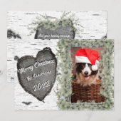 Ruw Esdoornhouten Hart Gezinsfoto  Feestdagenkaart (Voorkant / Achterkant)