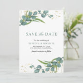 Ruw Eucalyptus Foto Bruiloft Save The Date (Staand voorkant)