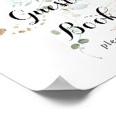 Ruw Eucalyptus Goud Calligrafie Gastboek Bord Poster (Hoek)