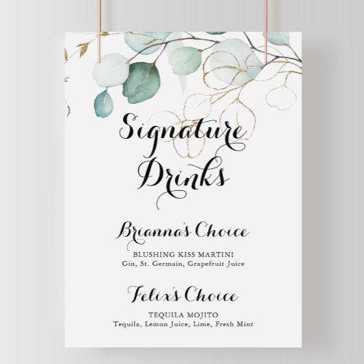 Ruw Eucalyptus Gouden Signature Drankjes Bord Poster