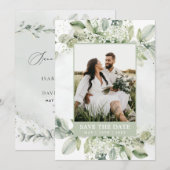 Ruw Eucalyptus Salie Groen Loof Foto Save The Date (Voorkant / Achterkant)