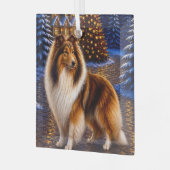 Ruw Gecoatde Collie Vakantie Glas Ornament (Voorkant links)