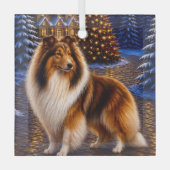 Ruw Gecoatde Collie Vakantie Glas Ornament (Voorkant)