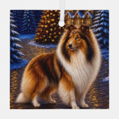 Ruw Gecoatde Collie Vakantie Glas Ornament (Achterkant)