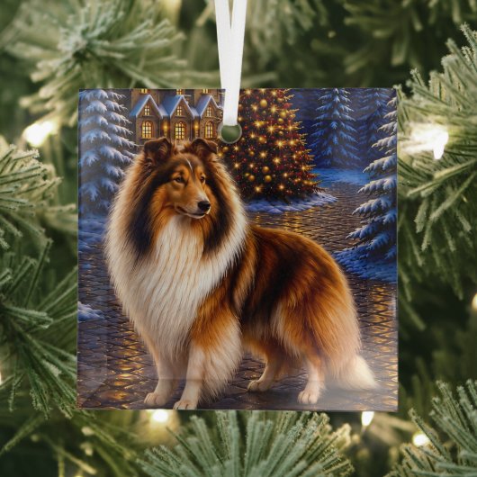 Ruw Gecoatde Collie Vakantie Glas Ornament (Insitu)