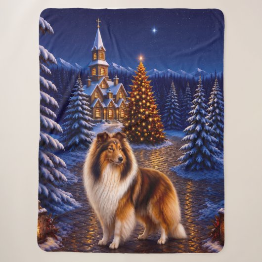 Ruw Gecoatde Collie Vakantie Sherpa Deken (Voorkant)