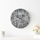 Ruw Gepersonaliseerd Grijs Hout Op Maat Grote Klok (Huis)