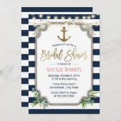 Ruw Gouden Anker Nautisch Bruidsdiner Kaart (Voorkant / Achterkant)