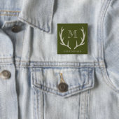 Ruw groen leger Antler aangepast geschenk voor bru Vierkante Button 5,1 Cm (In situ)