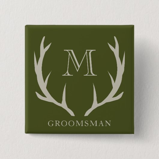 Ruw groen leger Antler aangepast geschenk voor bru Vierkante Button 5,1 Cm (Voorkant)