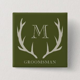 Ruw groen leger Antler aangepast geschenk voor bru Vierkante Button 5,1 Cm