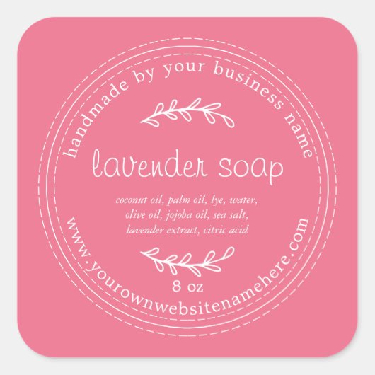 Ruw Handgemaakt Lavendel Zeep Roze Vierkante Sticker (Voorkant)