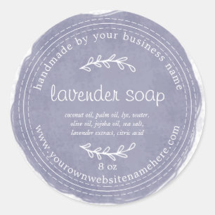Ruw Handgemaakte Lavendel Zeep Aquarel Blauw Ronde Sticker