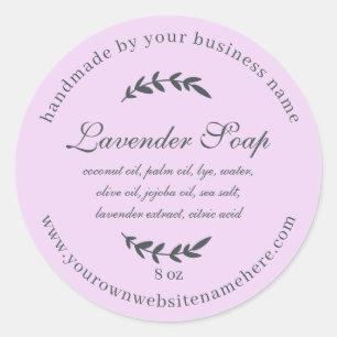 Ruw Handgemaakte Lavendelzeep Paars Ronde Sticker