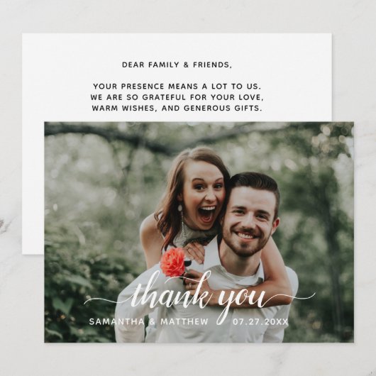 Ruw Handgeschreven Script Foto Bruiloft Bedankkaart (Voorkant / Achterkant)