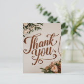 Ruw handletteren dank je wel bruiloft briefkaart (Staand voorkant)