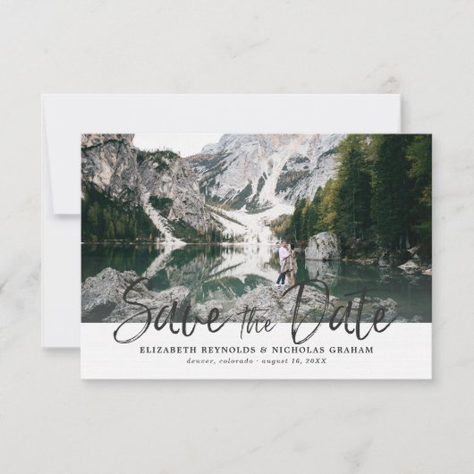 Ruw Handlettering Foto Save The Date-reactie RSVP Kaartje (Voorkant)