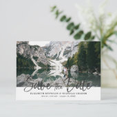 Ruw Handlettering Foto Save The Date-reactie RSVP Kaartje (Staand voorkant)