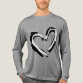 Ruw Hart Zwart & Wit Design Lange Mouw Grijs Tri-Blend Shirt (Voorkant volledig)