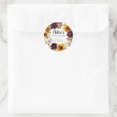 Ruw Herfst Bloemstuk Bruidsdiner Bedankt Ronde Sticker (Tas)