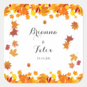 Ruw Herfstbladeren Bruiloft Vierkante Sticker (Voorkant)