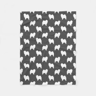 Ruw hoest Silhouettes Pattern Grey and White Fleece Deken