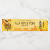 Ruw honingraat omloop rond goudlabel waterfles etiket (Enkel label)