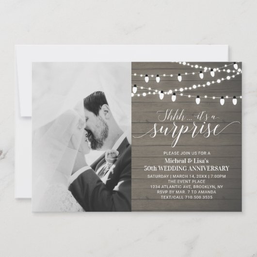 Ruw hout 50e foto bruiloft jubileum kaart (Voorkant)