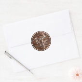 Ruw hout bedankt ronde sticker (Envelop)