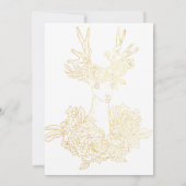 Ruw hout, Bloemhertenhoofd Goud Folie Bruiloft Kaart (Achterkant)