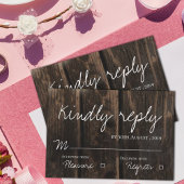 Ruw hout Elegant Script  Trouwen RSVP Kaartje