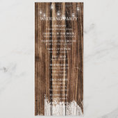 Ruw Hout en Lantaarns Bruiloft Programmakaart (Achterkant)