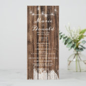 Ruw Hout en Lantaarns Bruiloft Programmakaart (Staand voorkant)