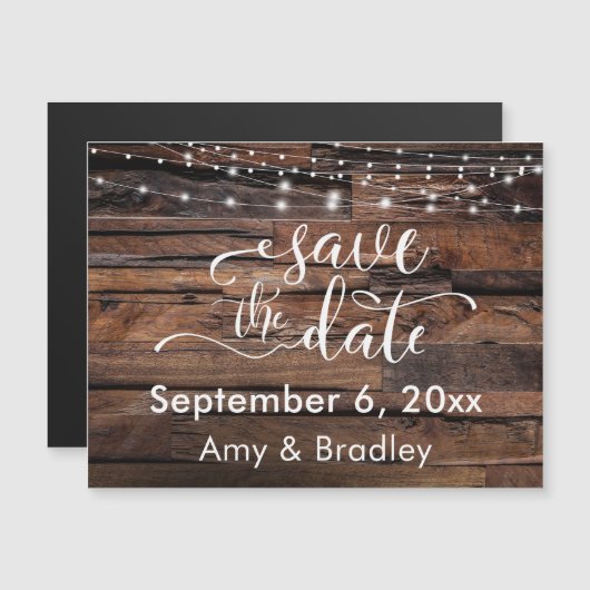 Ruw hout en licht Bespaar de Datum Magnetische kaa (Voorkant / Achterkant)