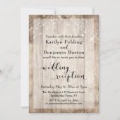 Ruw hout en lichte linten bruiloftsreceptie kaart (Voorkant)