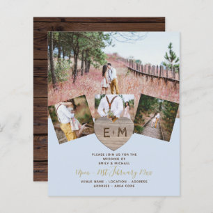 Ruw hout gegraveerde hart FOTOCOLLAGE BUDGET