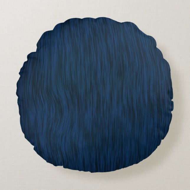 Ruw Hout Graan Achtergrond Diep Blauw Rond Kussen (Voorkant)