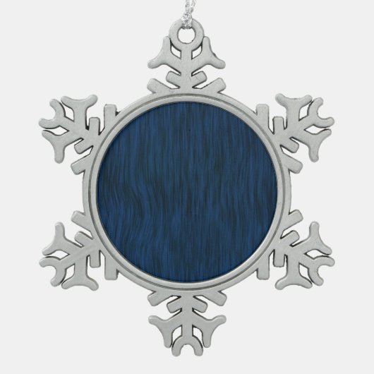 Ruw Hout Graan Achtergrond Diep Blauw Tin Sneeuwvlok Ornament (Voorkant)