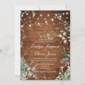 Ruw Hout Groen Blad Bruiloft Schrift Kaart (Voorkant)