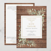 Ruw Hout Groen Uitvaart Orde van Dienst Programmakaart (Voorkant / Achterkant)