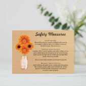 Ruw hout oranje bloemstuk glazen pot veiligheidsma informatiekaartje (Staand voorkant)